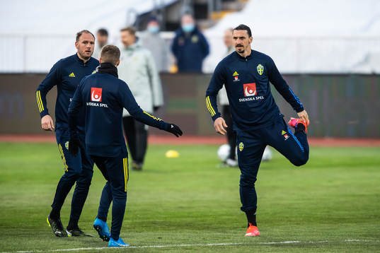 Andreas Granqvist and Zlatan Ibrahimovic of the Swedish