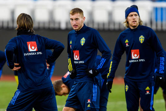 Dejan Kulusevski and Emil Forsberg of the Swedish national