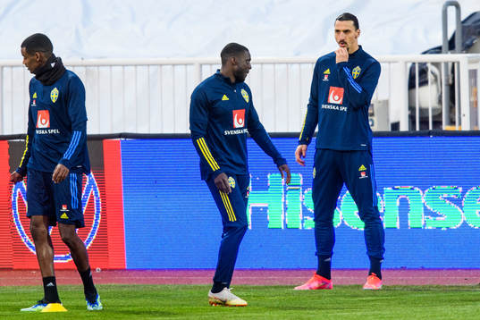 Ken Sema and Zlatan Ibrahimovic of the Swedish national
