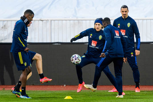 Emil Forsberg and Zlatan Ibrahimovic of the Swedish