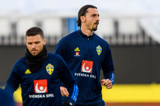 Marcus Berg and Zlatan Ibrahimovic of the Swedish national