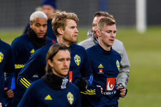 Filip Helander and Emil Krafth of the Swedish national