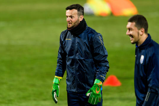 Goalkeeper Samir Ujkani of the Kosovo national football