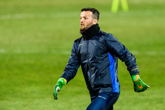 Goalkeeper Samir Ujkani of the Kosovo national football