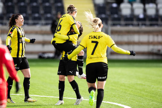 Häckens Julia Zigiotti Olme jublar med Filippa Angeldahl
