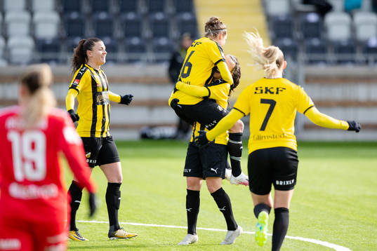 Häckens Julia Zigiotti Olme  jublar med Filippa Angeldahl