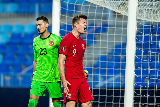 Alexander Sørloth of Norway looks dejected