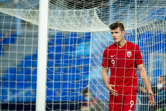 Alexander Sørloth of Norway looks dejected