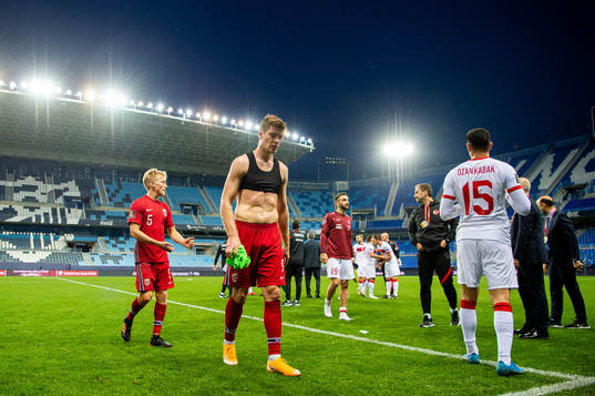 Alexander Sørloth of Norway looks dejected