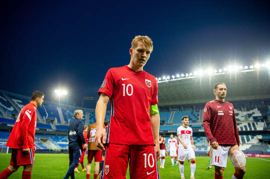 Martin Ødegaard of Norway looks dejected