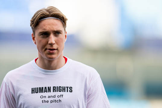 Kristian Thorstvedt of Norway warms up wearing a t-shirt