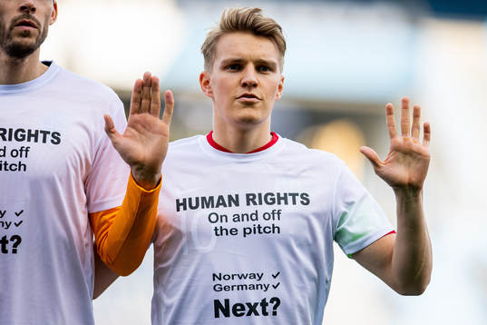 Martin Ødegaard of Norway wearing a t-shirt with the