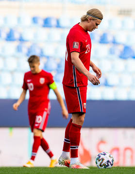 Erling Braut Haaland of Norway looks dejected