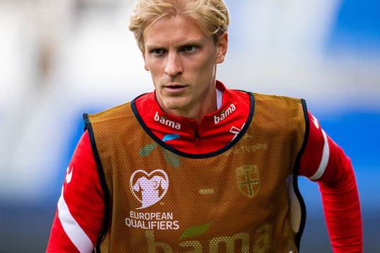 Morten Thorsby of Norway warms up