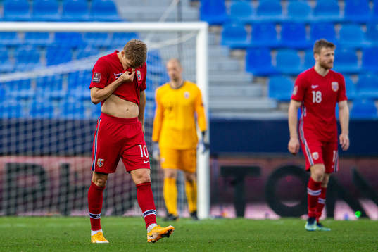 Martin Ødegaard of Norway looks dejected