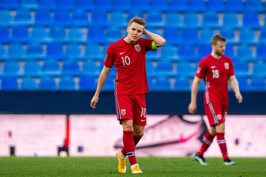 Martin Ødegaard of Norway looks dejected