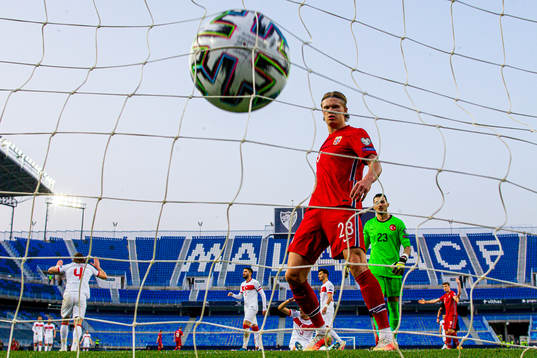Erling Braut Haaland of Norway reacts
