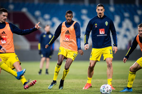 Alexander Isak and Zlatan Ibrahimovic of Sweden