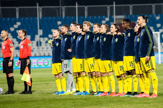 Players of Sweden line up