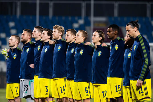 Players of Sweden line up