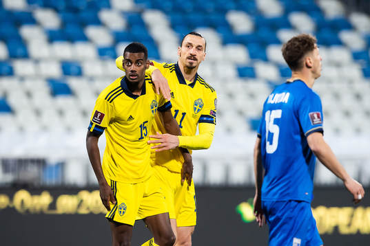 Alexander Isak and Zlatan Ibrahimovic of Sweden