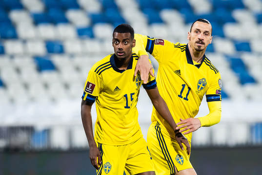 Alexander Isak and Zlatan Ibrahimovic of Sweden