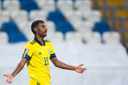 Alexander Isak of Sweden looks dejected