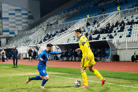 Zlatan Ibrahimovic of Sweden and Besar Halimi of Kosovo