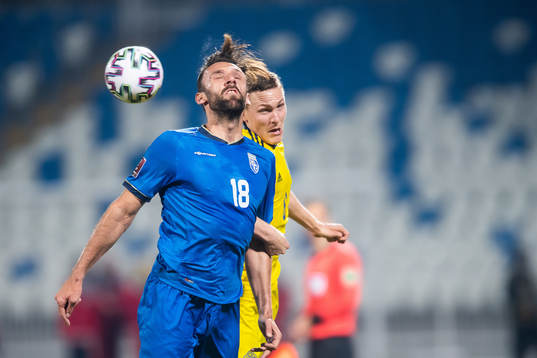 Vedat Muriqi of Kosovo and Ludwig Augustinsson of Sweden