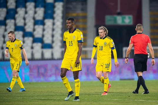 Sebastian Larsson, Alexander Isak and Emil Forsberg of