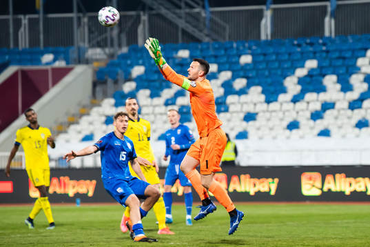 goalkeeper Samir Ujkani of Kosovo and Zlatan Ibrahimovic of