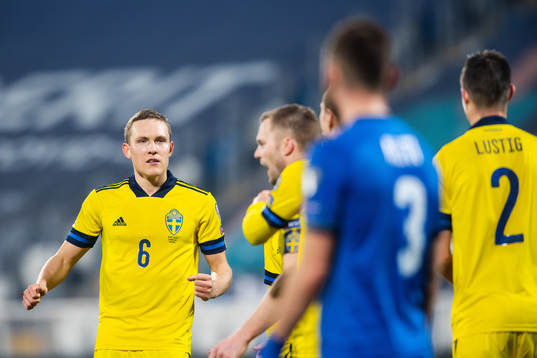 Ludwig Augustinsson and Sebastian Larsson of Sweden