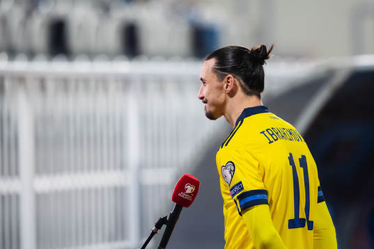 Zlatan Ibrahimovic of Sweden is being interviewed