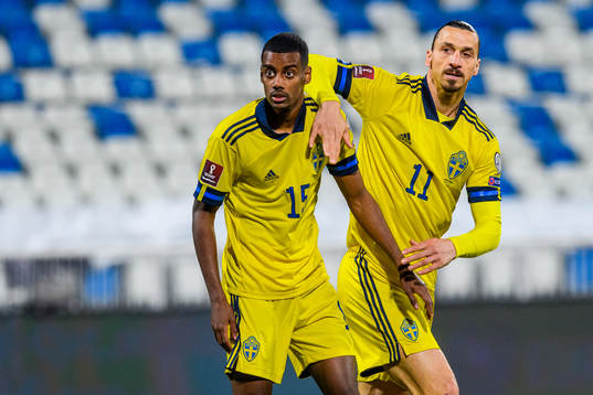 Alexander Isak and Zlatan Ibrahimovic of Sweden