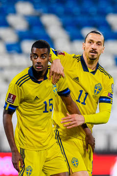 Alexander Isak and Zlatan Ibrahimovic of Sweden