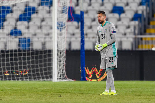 Goalkeeper Kristoffer Nordfeldt of Sweden