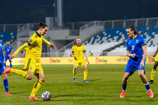Zlatan Ibrahimovic of Sweden and Benjamin Kololli of Kosovo