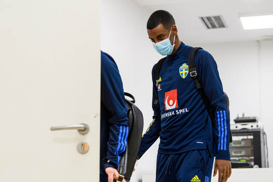 Alexander Isak of Sweden leaves the press conference
