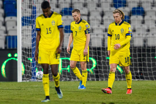 Alexander Isak, Sebastian Larsson and Emil Forsberg of