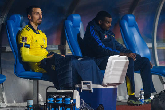 Zlatan Ibrahimovic and Alexander Isak of Sweden
