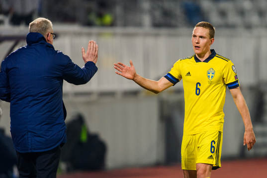 Janne Andersson, head coach and Ludwig Augustinsson of