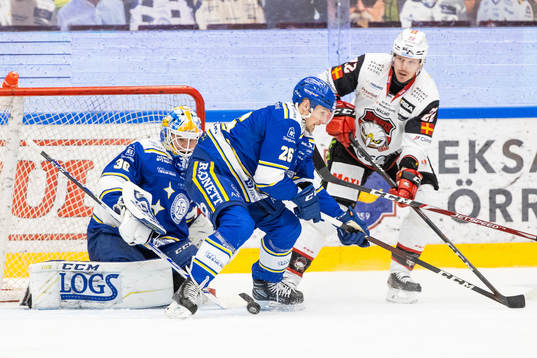 Leksands Patrik Norén och Malmö Redhawks Lars Bryggman