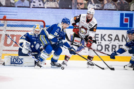 Leksands Patrik Norén och Malmö Redhawks Lars Bryggman