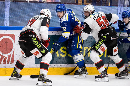 Leksands Jesper Kandergård och Malmö Redhawks Anton Olsson