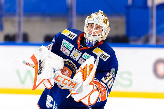 Växjös målvakt Viktor Fasth jublar