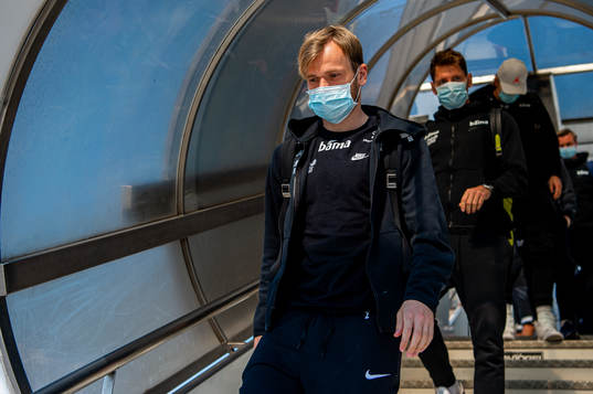 Iver Fossum of the Norwegian national football team arrives