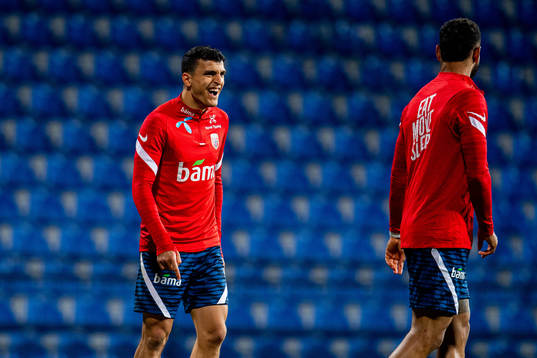 Mohamed Elyounoussi and Joshua King of the Norwegian
