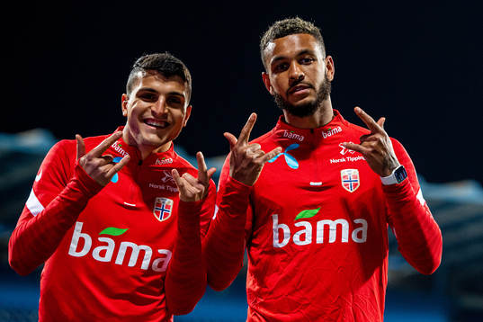 Mohamed Elyounoussi and Joshua King of the Norwegian