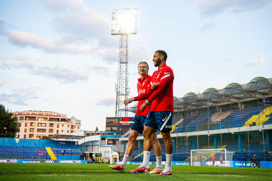 Erling Braut Haaland and Joshua King of the Norwegian