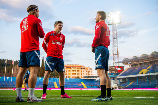 Patrick Berg, Jens Petter Hauge and Fredrik Midtsjø of the